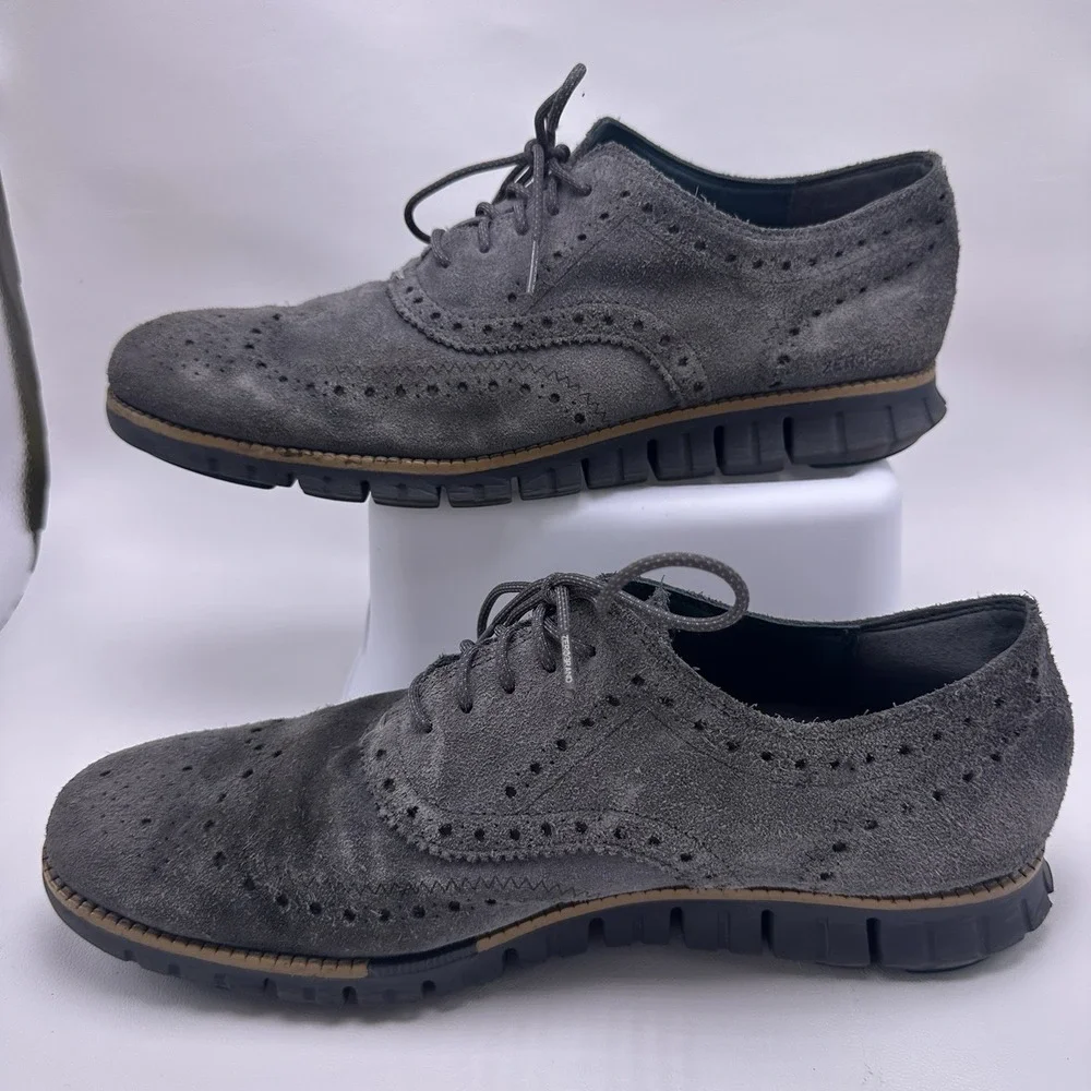 Cole Haan ZeroGrand‎ Wingtip Oxford Shoes Men Size 11M Gray Suede